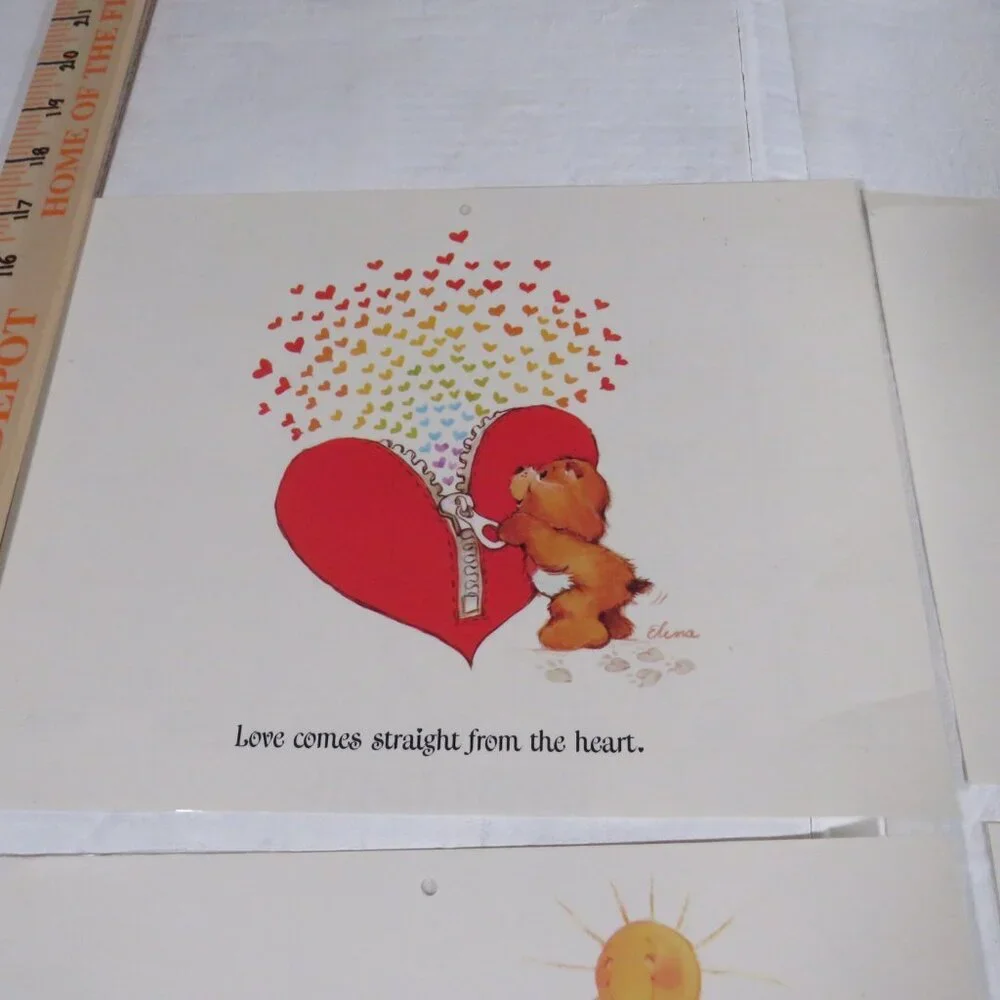 Care Bear (4) calendar pages LAMINATED (not connected)